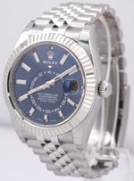 STICKERED NEW PAPERS Rolex Sky-Dweller BLUE 18K Steel 42mm JUBILEE 326934 BOX