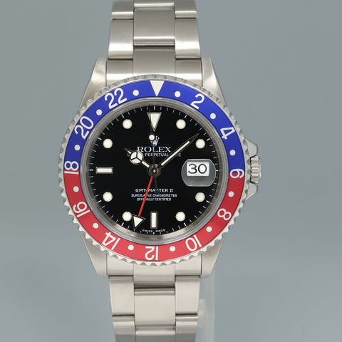 2002 MINT PAPERS Rolex GMT-Master II 2 Pepsi Blue Red Steel 16710 40mm Watch Box