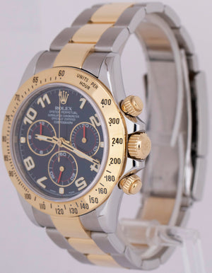 PAPERS Rolex Daytona Cosmograph 40mm BLUE RACING Two-Tone 18K Watch 116523 B+P