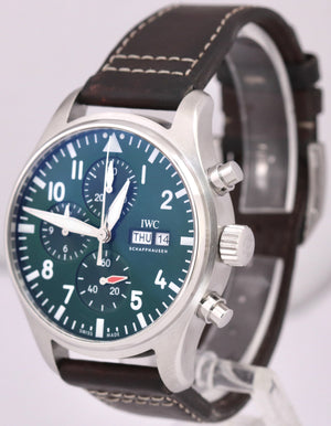 MINT PAPERS IWC Pilot GREEN 43mm Stainless Leather Chronograph IW378005 BOX