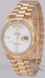 Rolex Day-Date President Mother Of Pearl DIAMOND Dial 36mm 18K Gold Watch 18038