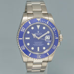 MINT Rolex Submariner Smurf 116619 White Gold Blue 40mm Ceramic Watch Box