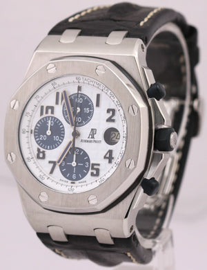 Audemars Piguet Royal Oak Offshore WHITE Black Leather Chronograph Steel 26170ST