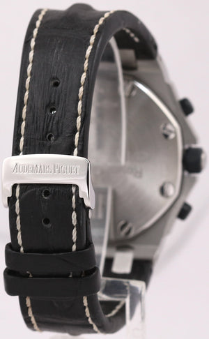 Audemars Piguet Royal Oak Offshore WHITE Black Leather Chronograph Steel 26170ST