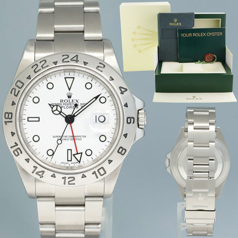 2005 MINT Rolex Explorer II White 16570 40mm No Holes Polar GMT Watch Box