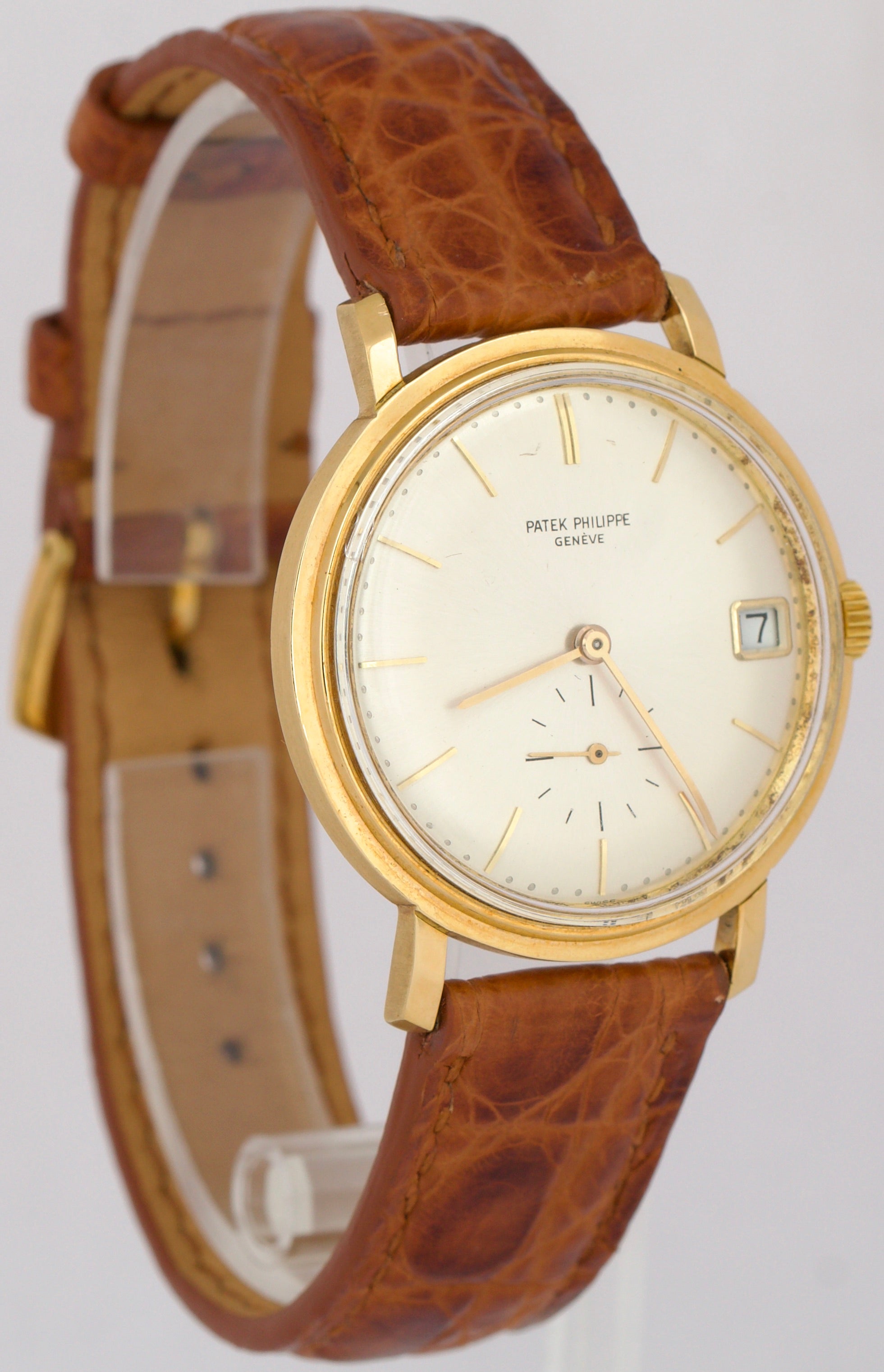 VINTAGE Patek Philippe Calatrava 36mm Silver AUTOMATIC 18K Yellow Gold 3445