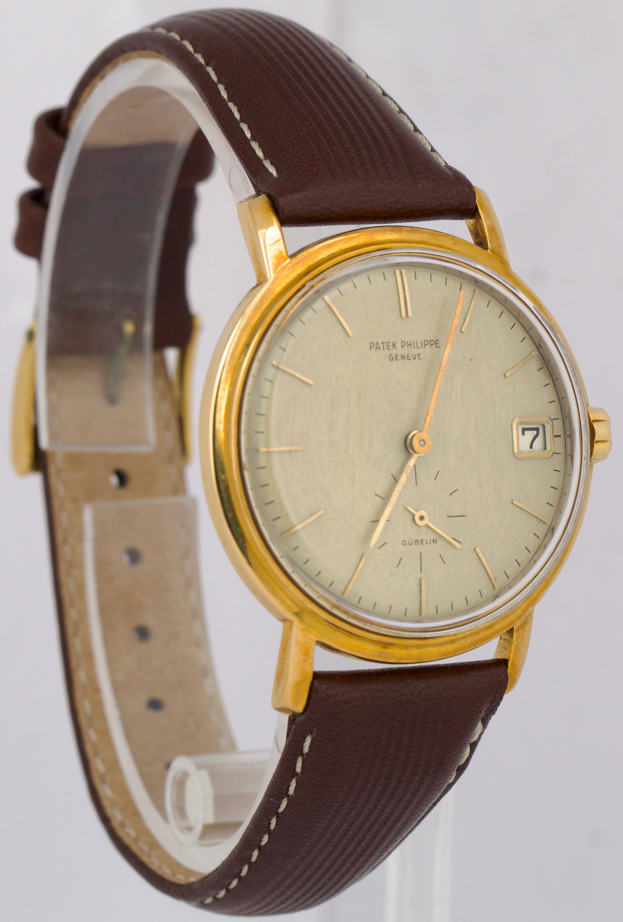 VINTAGE Patek Philippe Calatrava GUBELIN 36mm Silver AUTOMATIC 18K Gold 3445