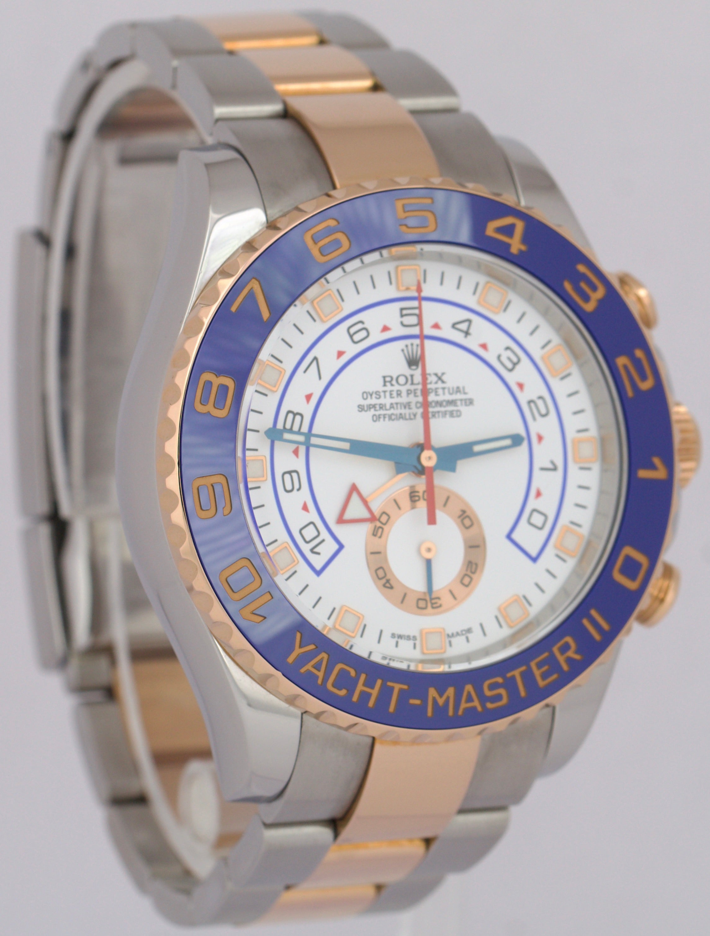 Men's Rolex Yacht-Master II 44mm BLUE HANDS 18K Rose Gold Stainless Steel 116681