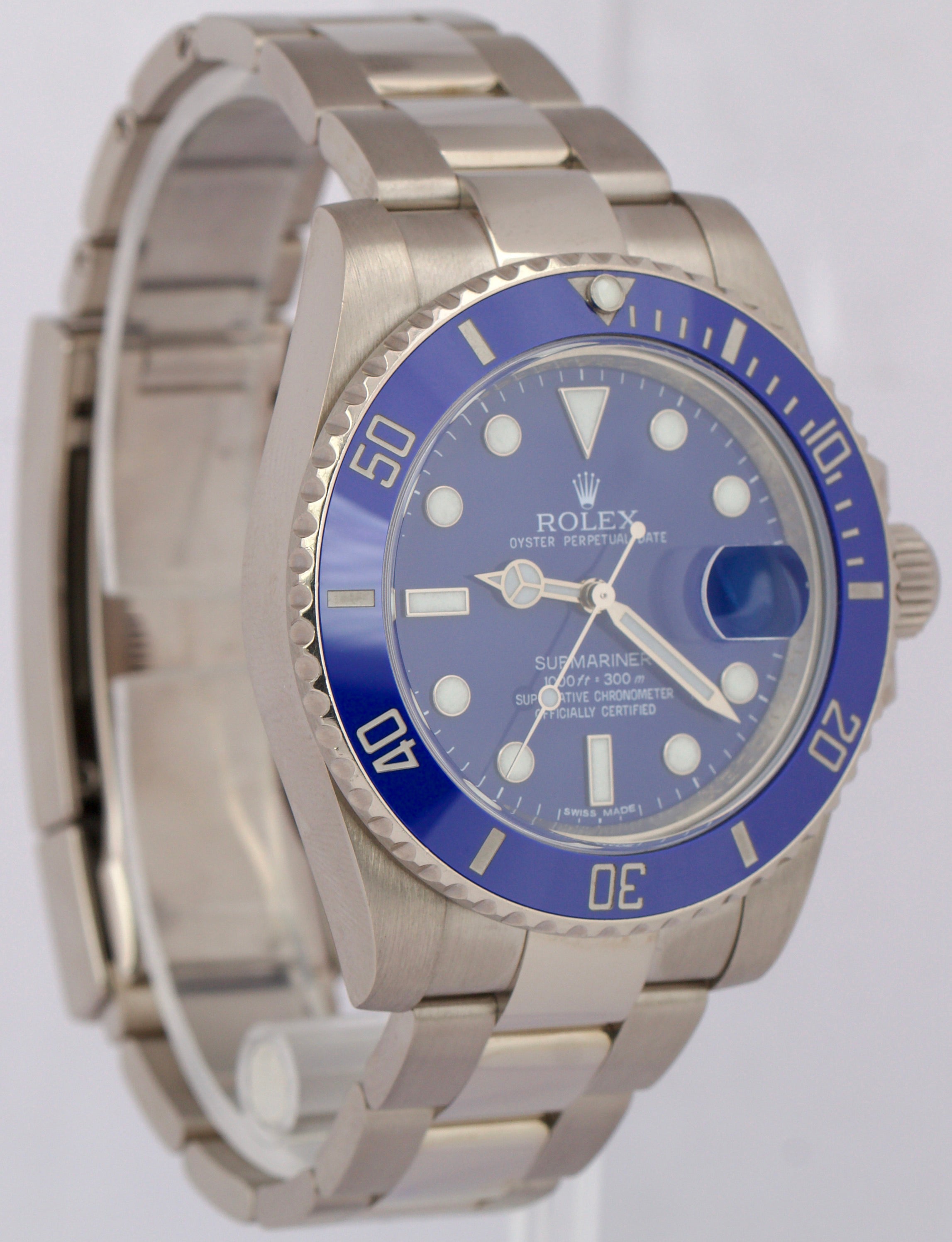 Rolex Submariner Date 18K White Gold SMURF Blue Ceramic 40mm 116619 LB BOX