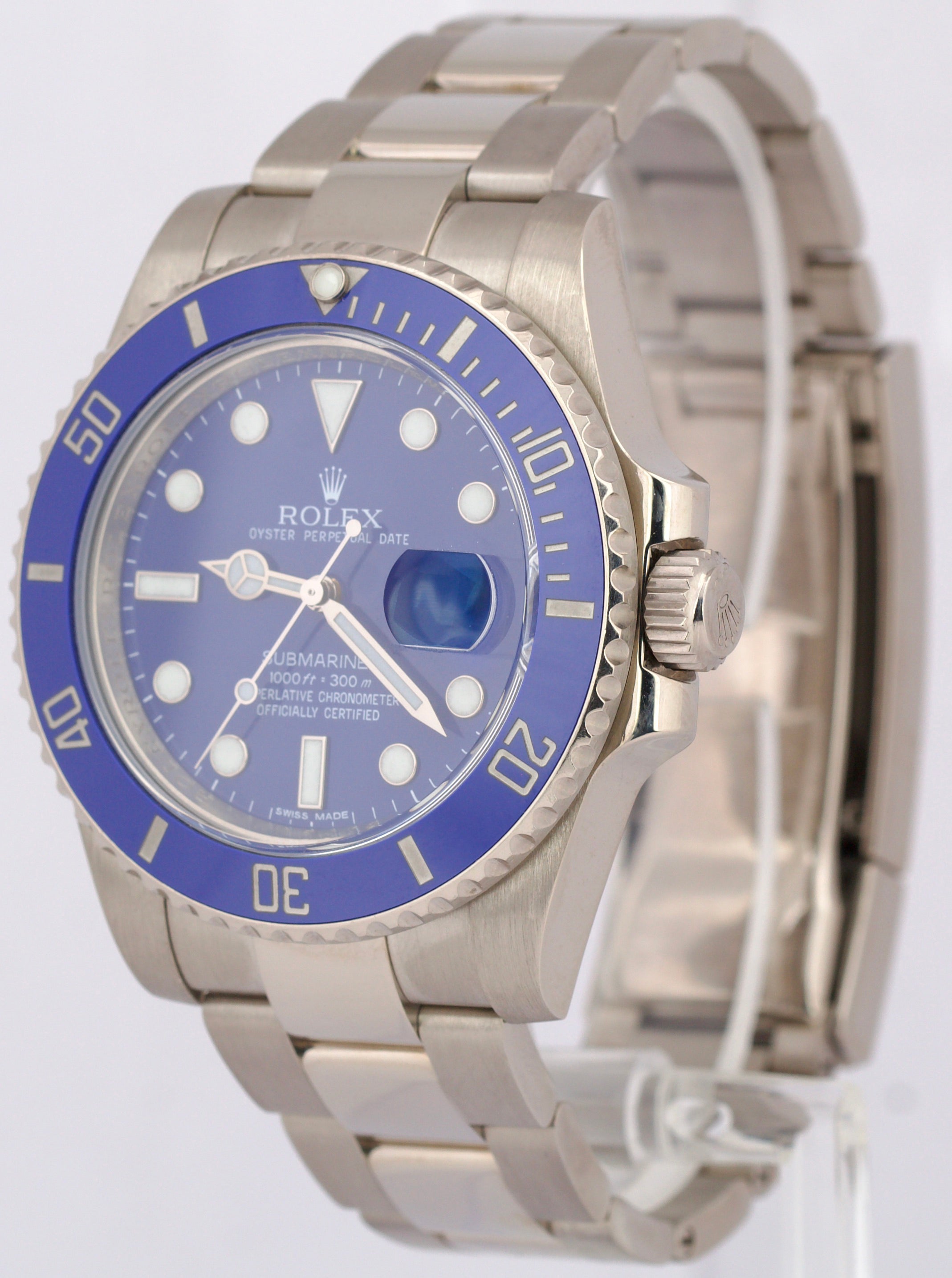 Rolex Submariner Date 18K White Gold SMURF Blue Ceramic 40mm 116619 LB BOX