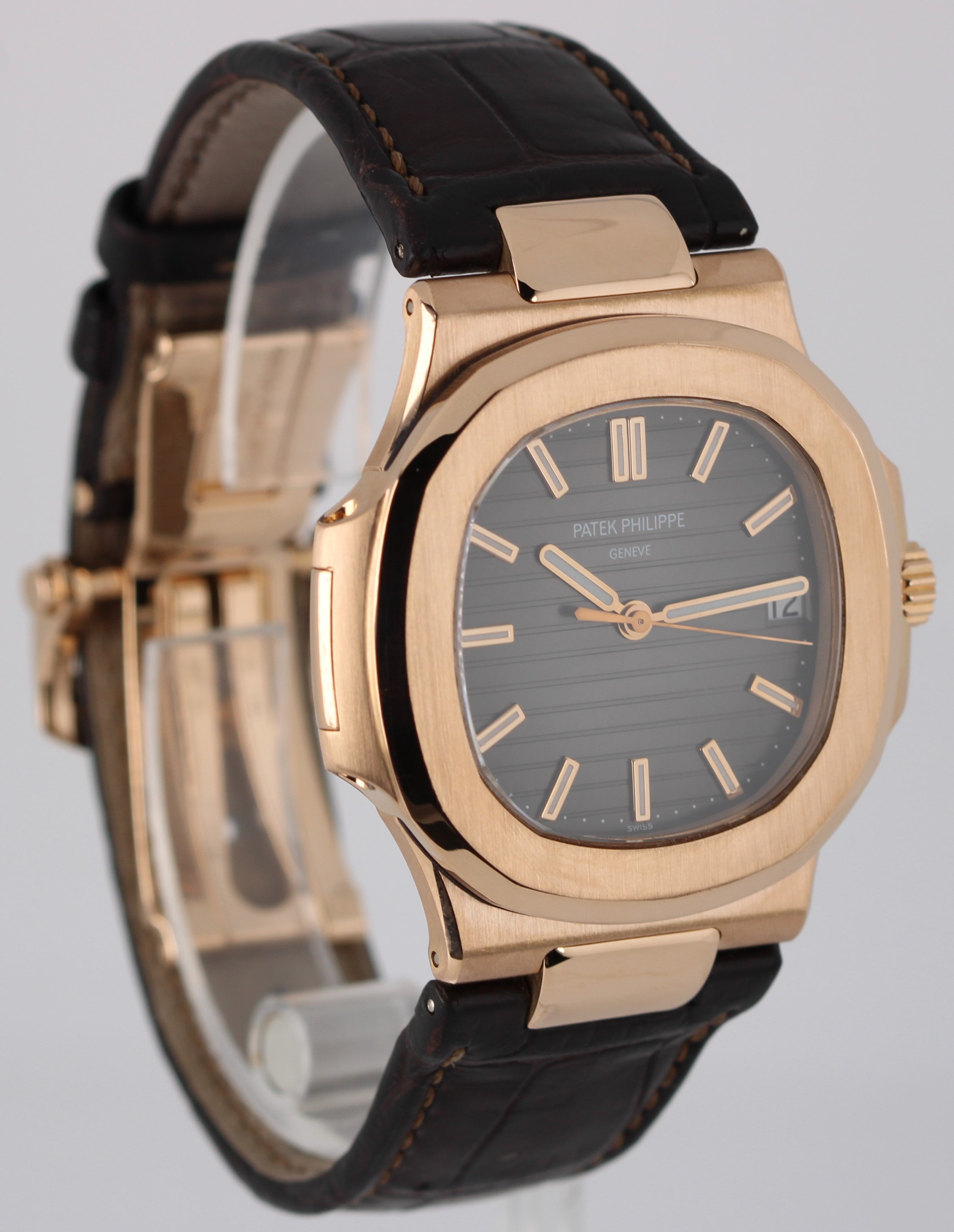Patek Philippe Nautilus PAPERS 18k Rose Gold Gray 40mm 5711R-001 Watch BOX