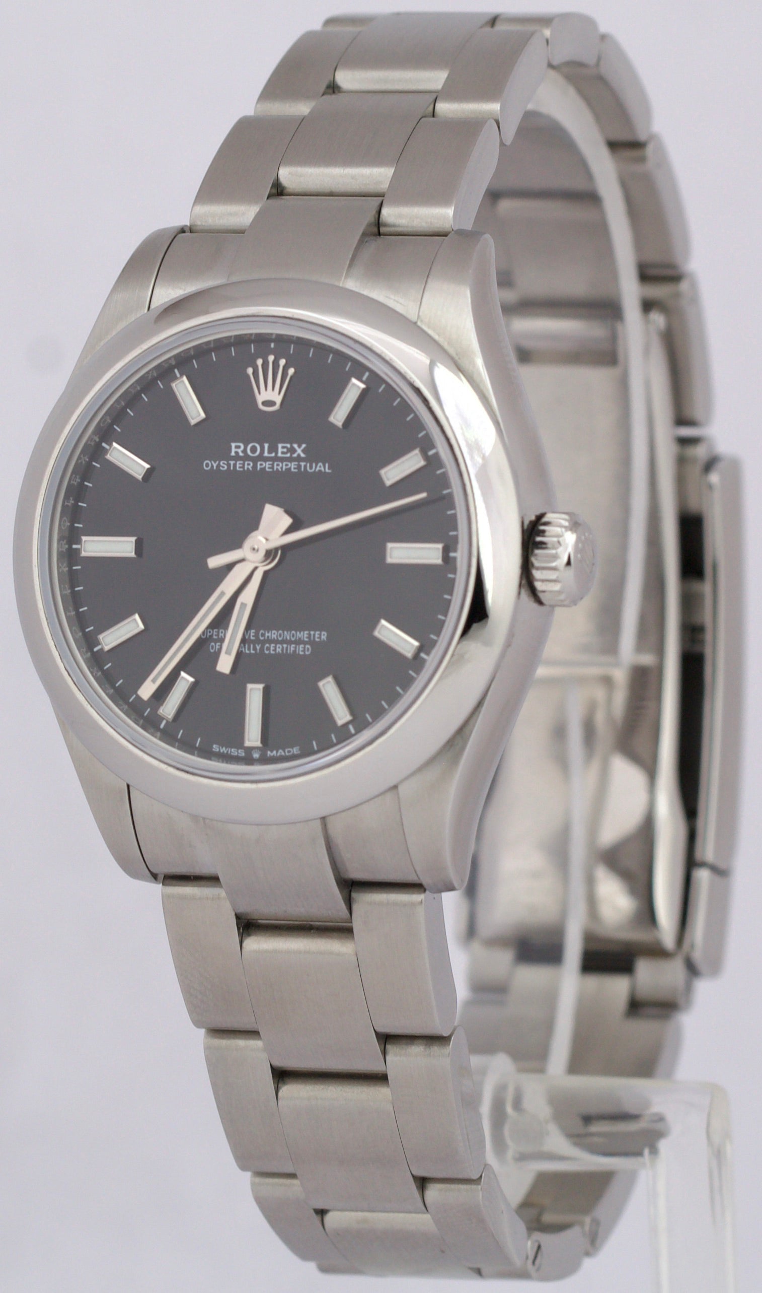 MINT 2022 PAPERS Rolex Oyster Perpetual BLACK Stainless 31mm 277200 Watch BOX