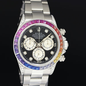 2015 MINT Rolex Daytona 116520 Black Rainbow Diamond Steel 40mm Watch Box