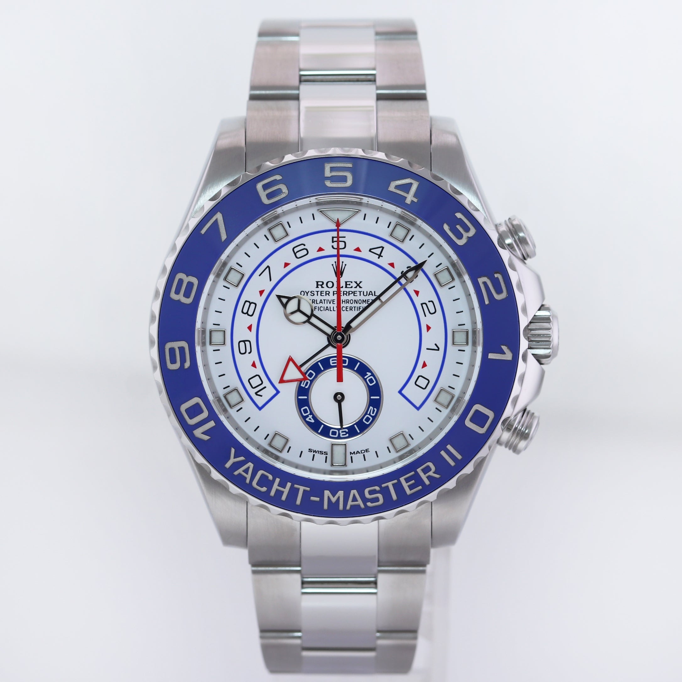 MINT PAPERS Rolex Yacht-Master II 2 NEW MERCEDES HANDS Steel Blue 116680 Watch