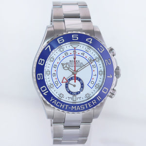 MINT PAPERS Rolex Yacht-Master II 2 NEW MERCEDES HANDS Steel Blue 116680 Watch