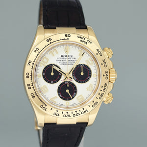 2015 MINT Rolex Daytona Cosmograph White Panda 116518 Yellow Gold Leather Watch Box