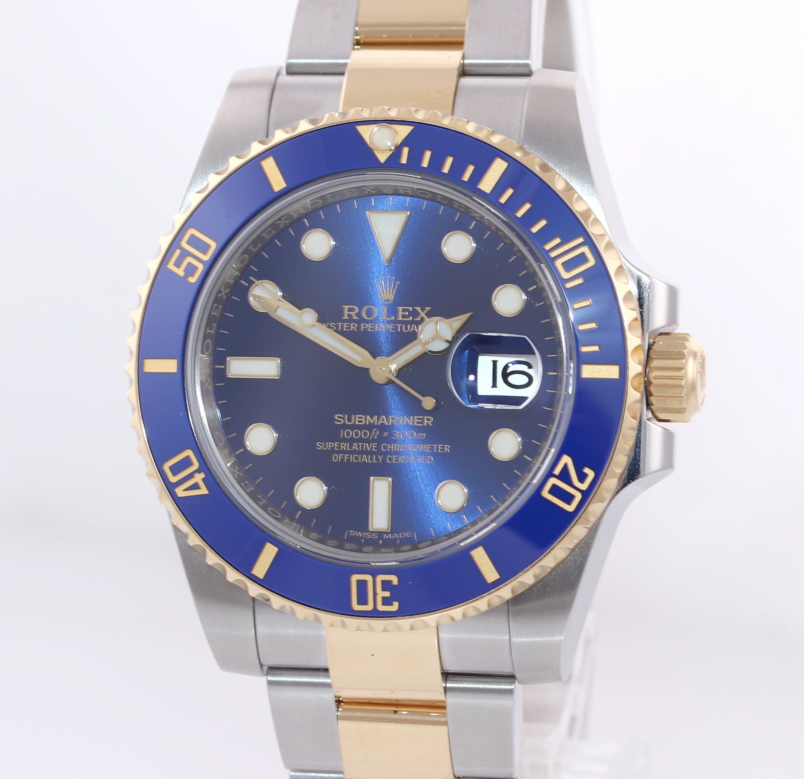 2018 MINT Rolex Submariner Blue Ceramic 116613LB Two Tone Yellow Gold Watch Box