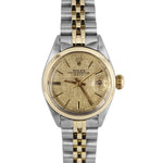 VINTAGE Rolex Date Two-Tone 18k Gold Steel Champagne Linen 26mm 6916 Watch