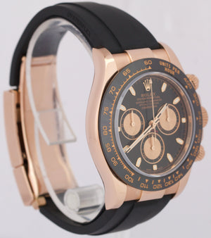 MINT 2023 Rolex Daytona BLACK 18K Rose Gold Oysterflex Watch 116515 LN BOX