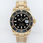 MINT Rolex Submariner Black Diamond Serti Dial Ceramic 116618LN 18k Yellow Gold Watch