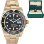 MINT Rolex Submariner Black Diamond Serti Dial Ceramic 116618LN 18k Yellow Gold Watch