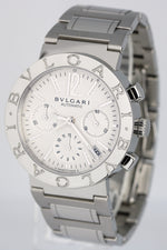 MINT Bulgari Chronograph 38mm BB38SSCH Date Stainless Automatic Silver Watch