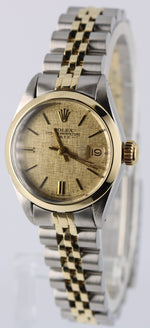 VINTAGE Rolex Date Two-Tone 18k Gold Steel Champagne Linen 26mm 6916 Watch
