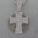 Modern Platinum 2ctw Diamond Cross Pendant 17" Necklace