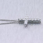 14k White Gold 1.01ctw Diamond Cross 20" Necklace