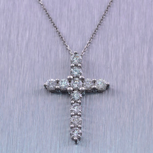 14k White Gold 2.10ctw Diamond Cross 20" Necklace