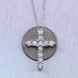 14k White Gold 2.10ctw Diamond Cross 20" Necklace