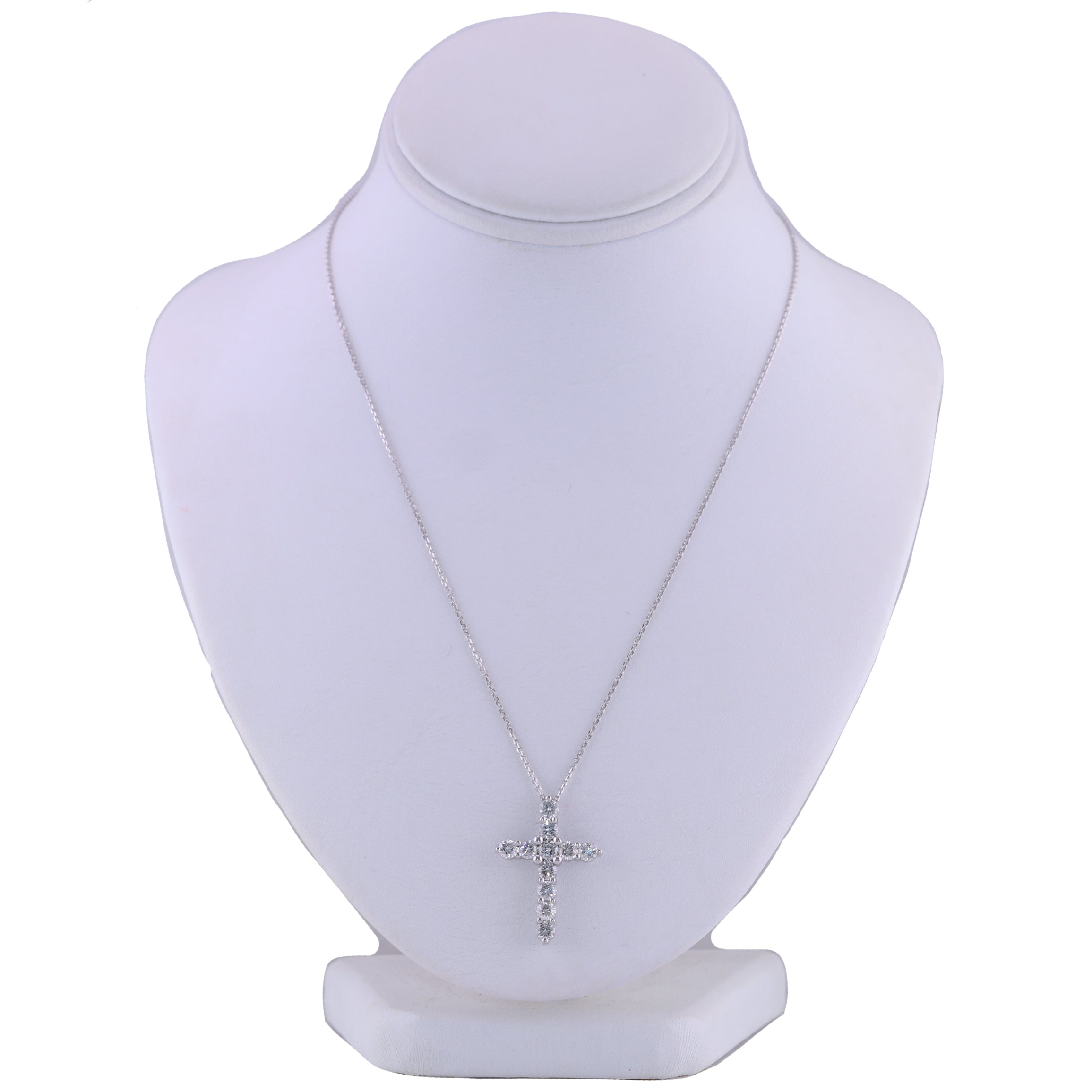 14k White Gold 2.10ctw Diamond Cross 20" Necklace