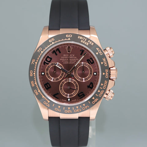 NEW 2022 Rolex Daytona Chocolate Arabic Ceramic 116515 Rose Gold 40mm Watch Box