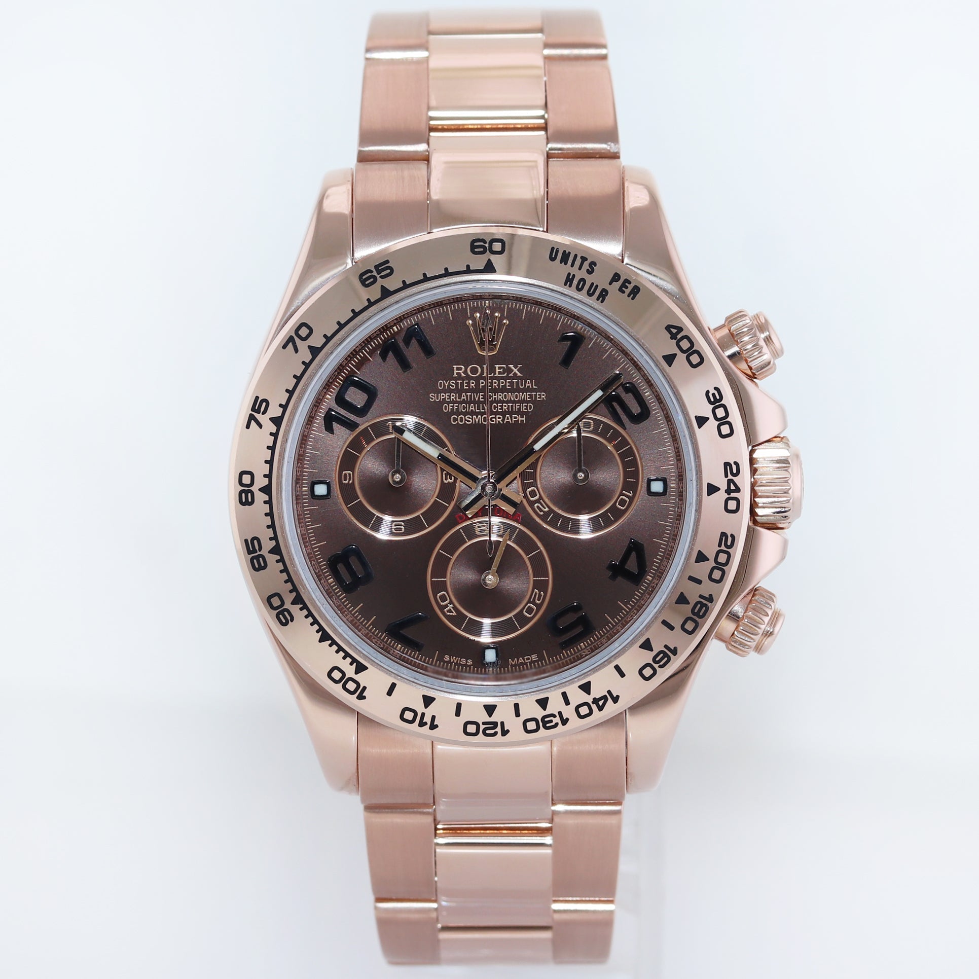 2019 MINT Rolex Daytona Cosmograph Rose Gold Chocolate Arabic 116505 Chrono Watch