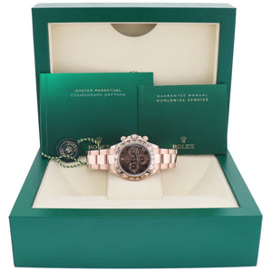 2019 MINT Rolex Daytona Cosmograph Rose Gold Chocolate Arabic 116505 Chrono Watch