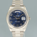 PAPERS MINT Rolex Day Date 2 President 218239 White Gold 41mm Blue Wave Watch Box