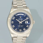 PAPERS MINT Rolex Day Date 2 President 218239 White Gold 41mm Blue Wave Watch Box