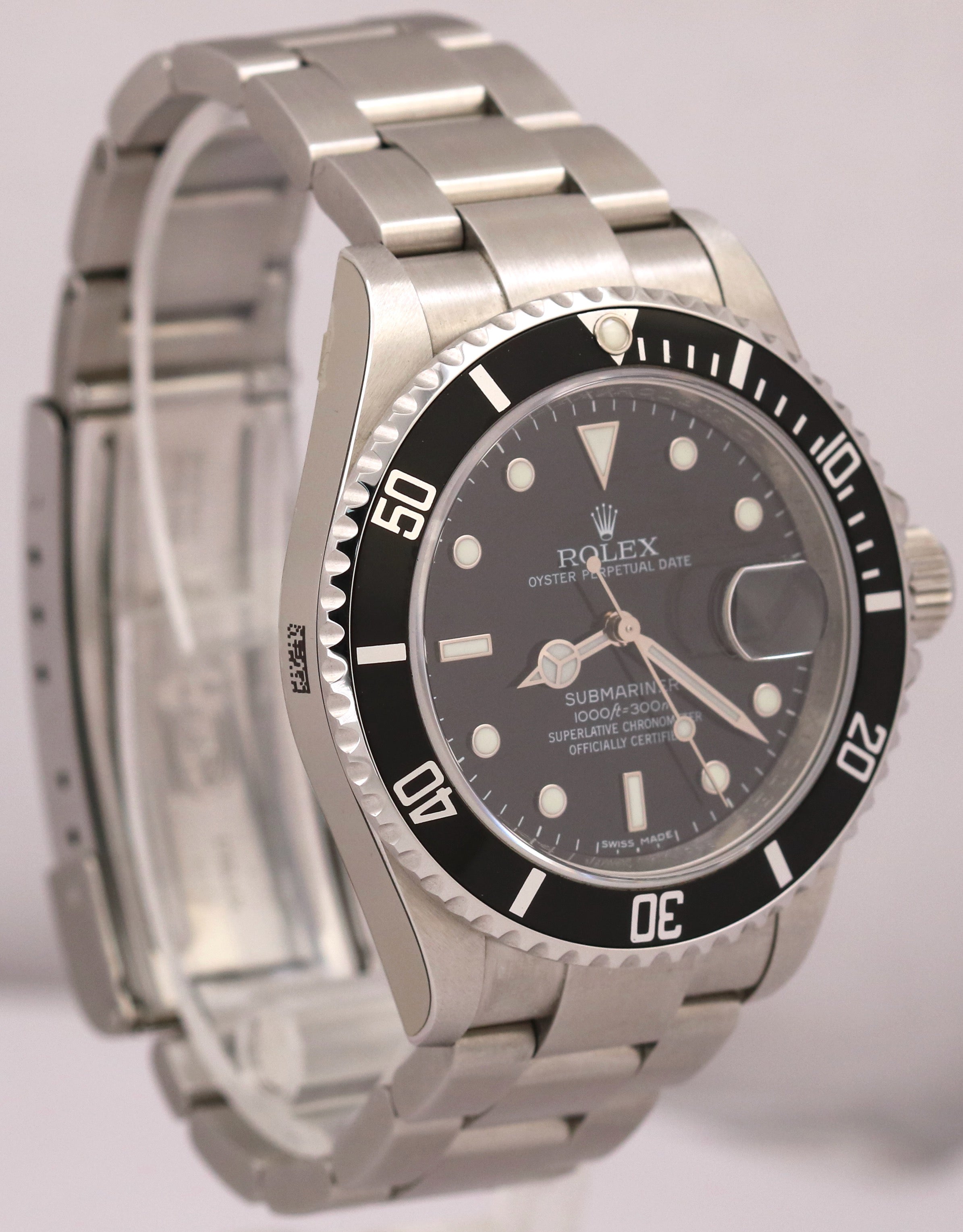 STICKERED Rolex Submariner Date 40mm Black REHAUT Stainless Steel 16610 Watch