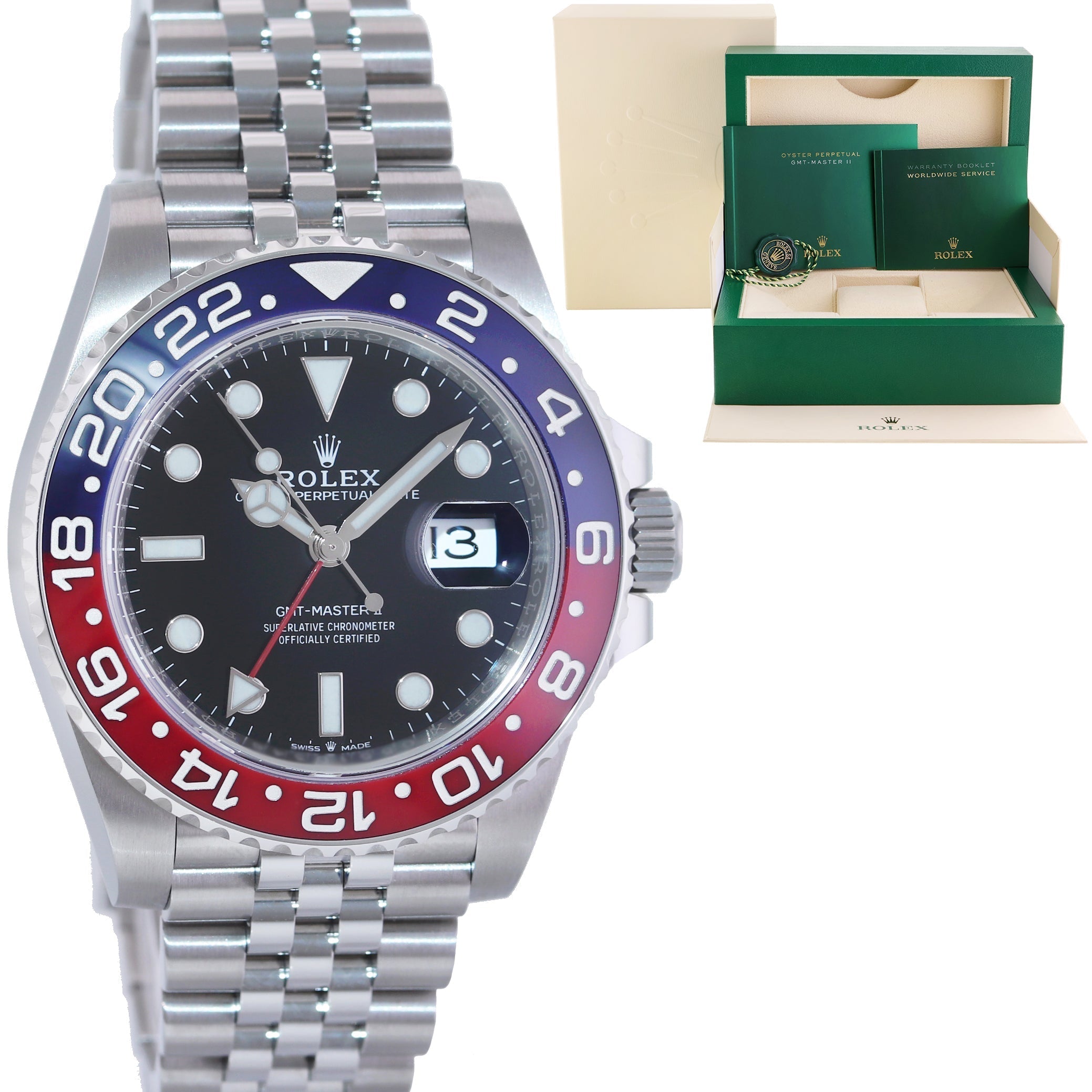 2023 MINT Rolex GMT Master PEPSI Red Blue Jubilee Ceramic 126710 Watch