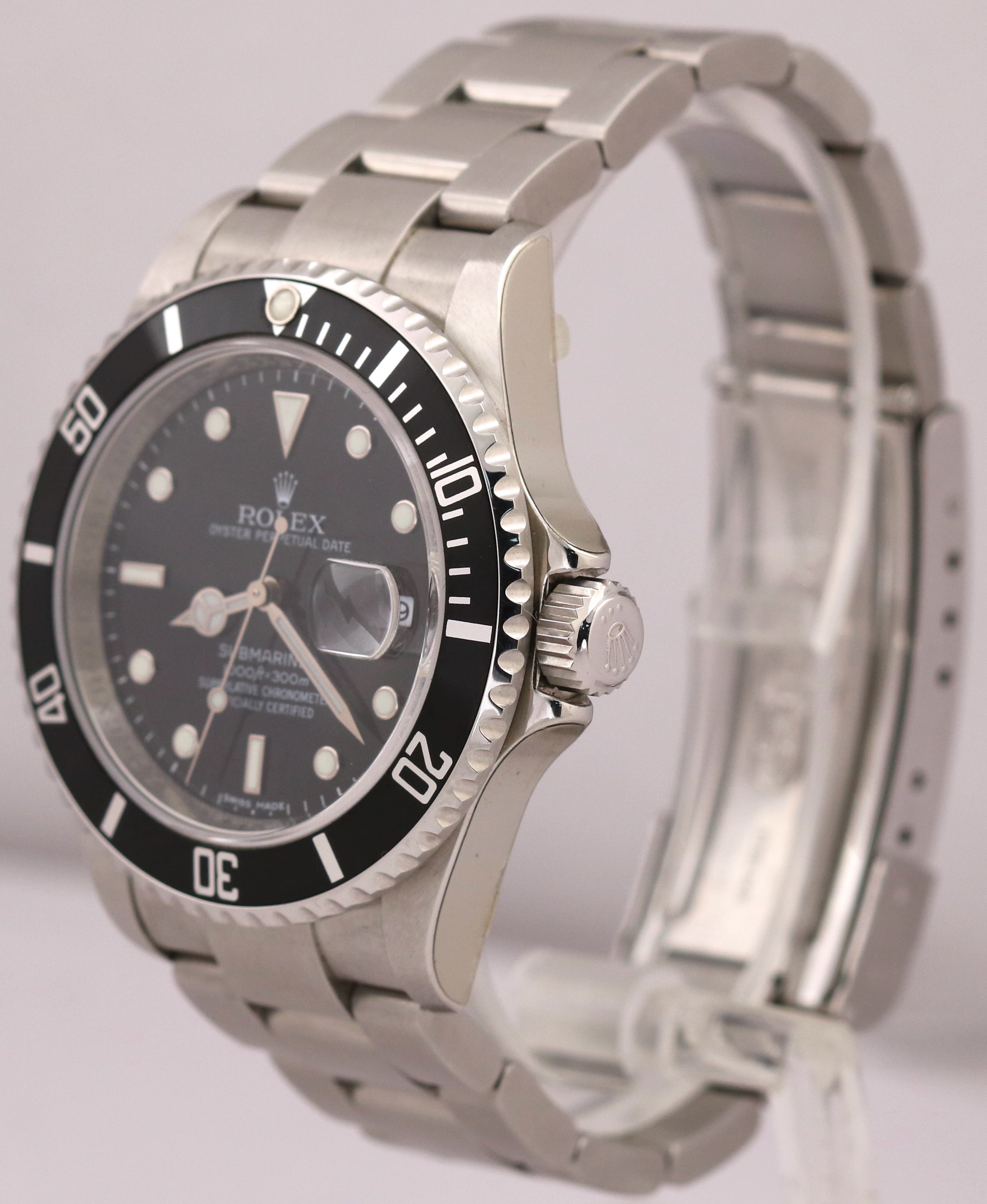 STICKERED Rolex Submariner Date 40mm Black REHAUT Stainless Steel 16610 Watch