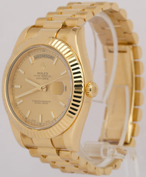 Rolex Day-Date II President 41mm CHAMPAGNE 18K Yellow Gold Fluted 218238 BOX