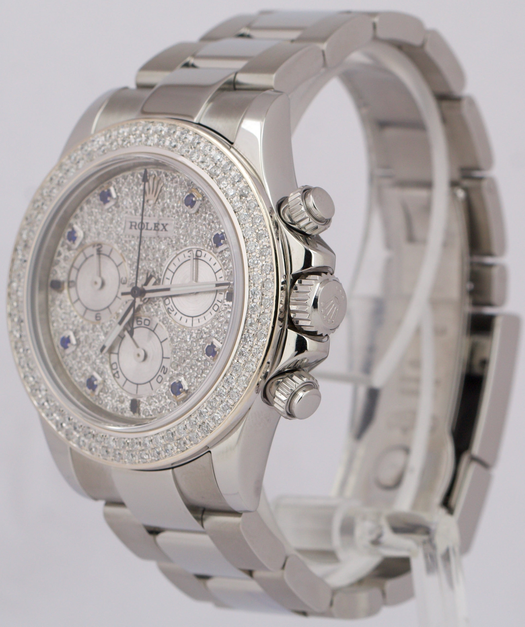 MINT Rolex Daytona Cosmograph 40mm PAVE DIAMOND Stainless Steel 116520 Watch