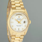 1994 MINT Rolex President Day Date White Diamond 18238 Double Quick Gold Watch