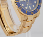 Rolex Submariner Date 40mm Ceramic 18K Yellow Gold Blue Dive Watch 116618 LB