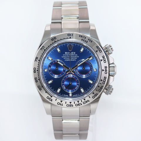 2018 MINT PAPERS Rolex Daytona Blue Dial Chrono 116509 18k White Gold Watch Box