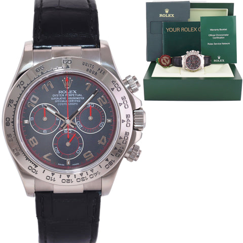 MINT Rolex Daytona 18k White Gold 116519 Slate Racing Dial Leather Watch Box