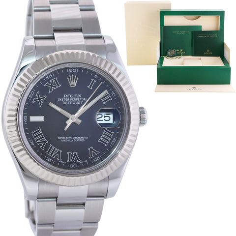 MINT Rolex DateJust 2 Wimbledon White Gold Fluted Bezel 116334 Watch Box