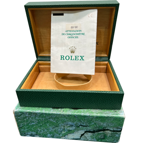 PAPERS Rolex Oyster Perpetual Date BLUE 26mm Engine-Turned Steel Watch 69190 BOX