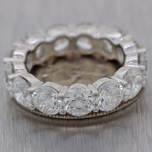 9.15ctw Round GIA Diamond 5mm Platinum Shared Prong Eternity Wedding Band Ring