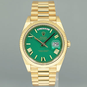 2020 MINT Rolex Day-Date 40 President 228238 Green Enamel Roman Gold Watch Box